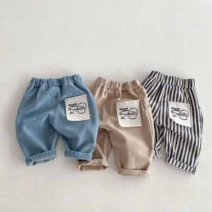 Patch-Pocket Casual Denim Pants for Babies & Kids