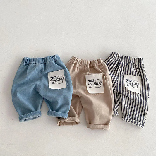 Patch-Pocket Casual Denim Pants for Babies & Kids