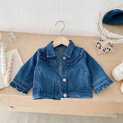 Baby Girls Ruffle Denim Jacket – Sweet Princess Style (1–6 Years)