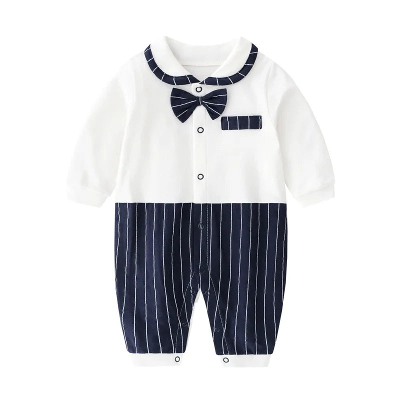 Bow-Tie Tuxedo Romper for Baby Boys