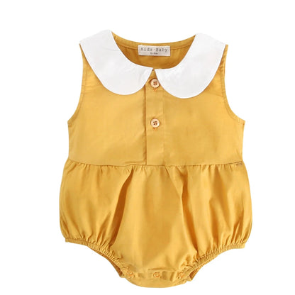 Lace-Trim Gingham Bubble Bodysuit for Baby Girls