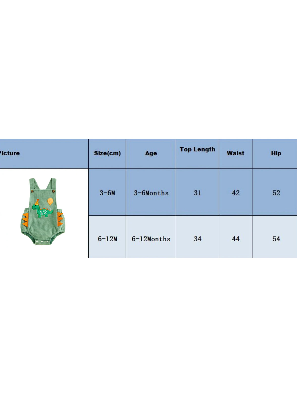 Dino Half-Birthday Waffle-Knit Overall Romper for Baby Boys