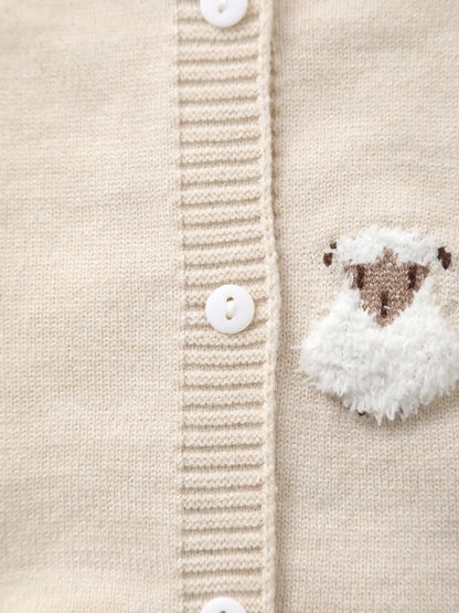 Fluffy Little Sheep Knit Cardigan for Baby Girls