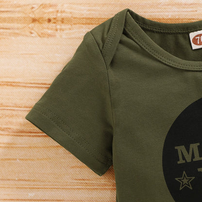 Camo “Mama’s Boy” Bodysuit, Joggers & Hat Set