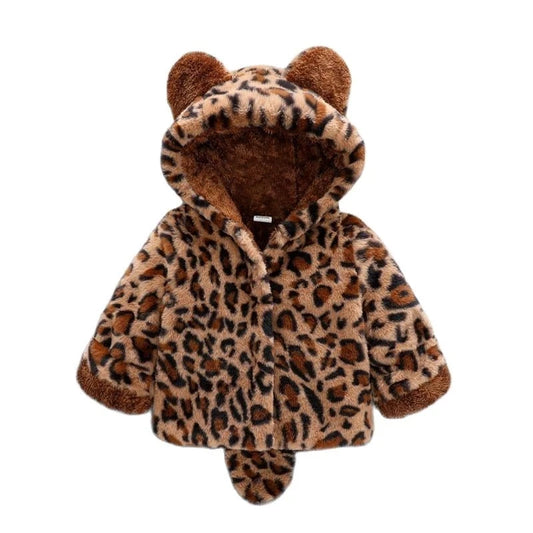 Animal Ear Plush Hooded Winter Coat for Girls