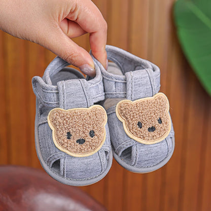 Textured Teddy Bear Open-Toe Baby Sandals
