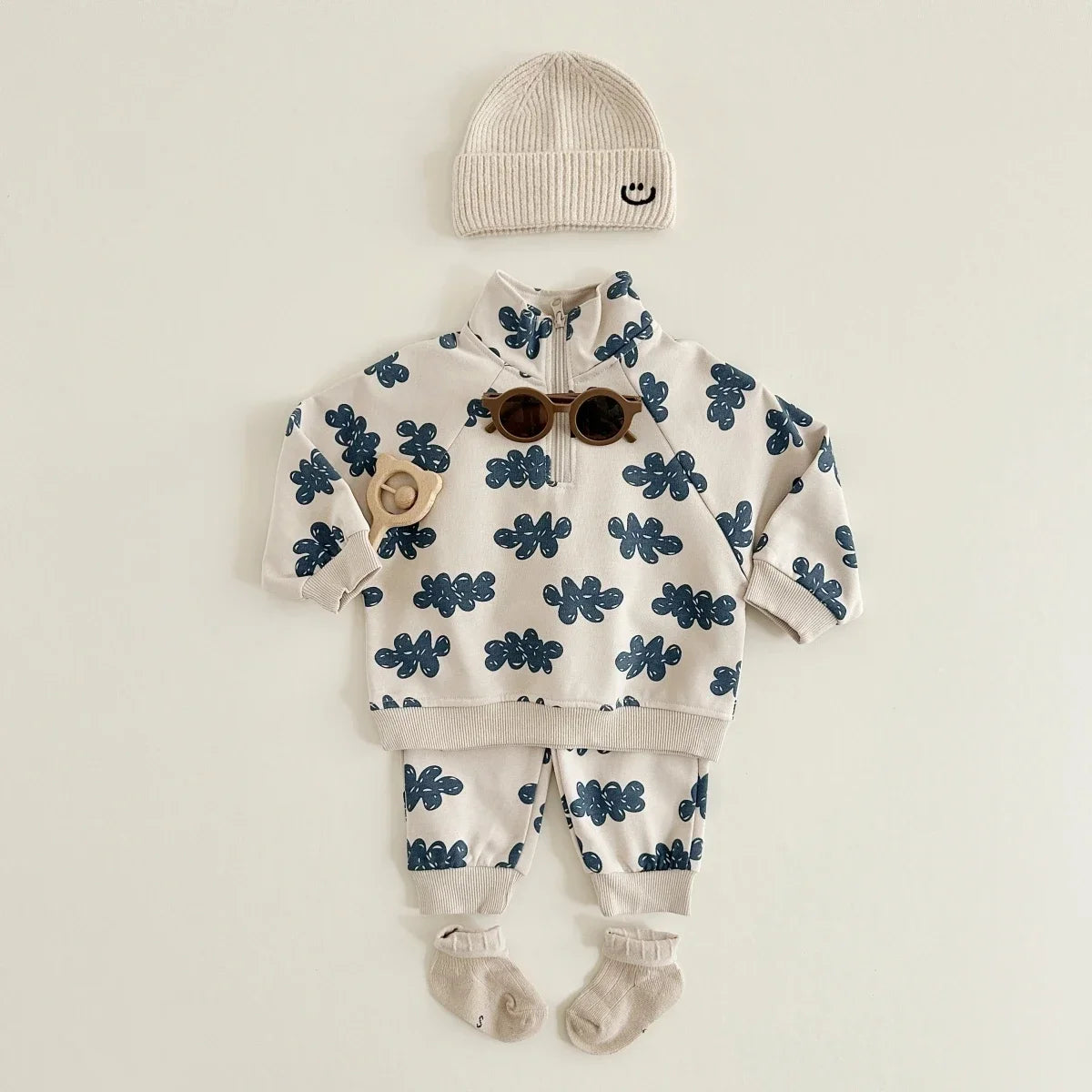Doodle Leaf Half-Zip Sweatshirt & Jogger Set