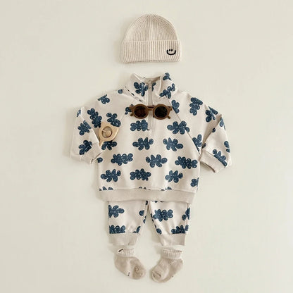 Doodle Leaf Half-Zip Sweatshirt & Jogger Set