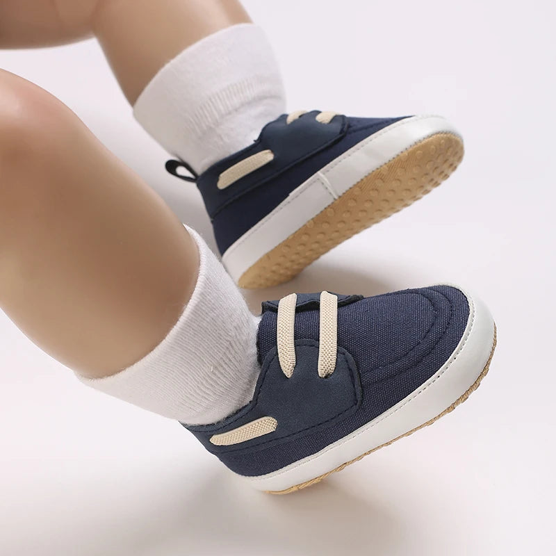 Contrast-Stitch Baby Loafers & Canvas Sneakers with Soft Soles