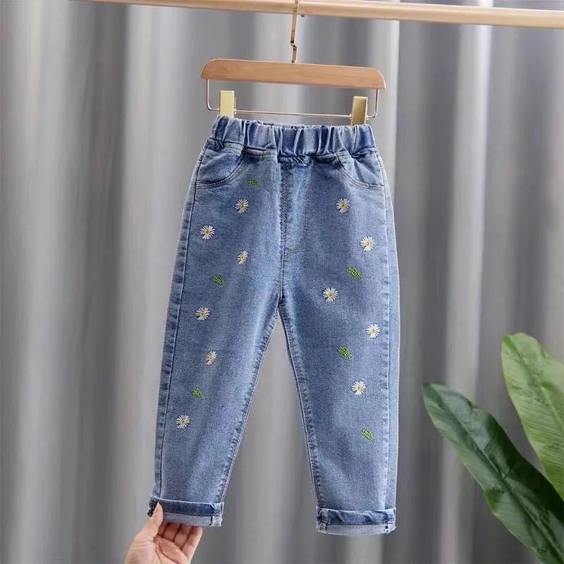 Embroidered Daisy & Bunny Girls’ Denim Jeans
