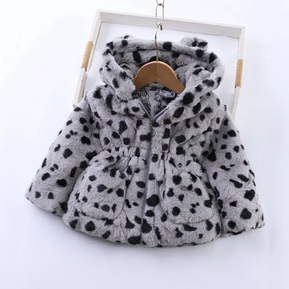 Baby Girls Sherpa Hooded Winter Coat with Pockets – Soft Plush Zip-Up Jacket