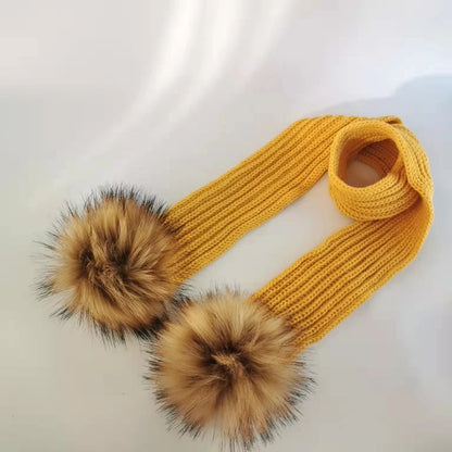 Double Pom Knit Beanie & Scarf Set with Bow