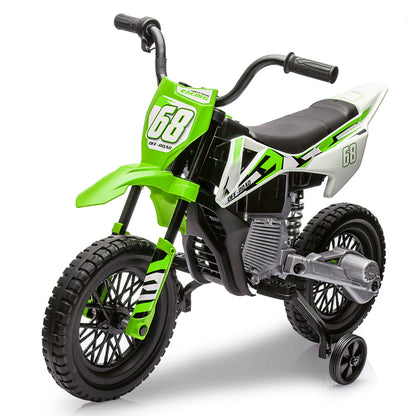12V Electric Dirt Bike for Kids with Training Wheels & Bluetooth