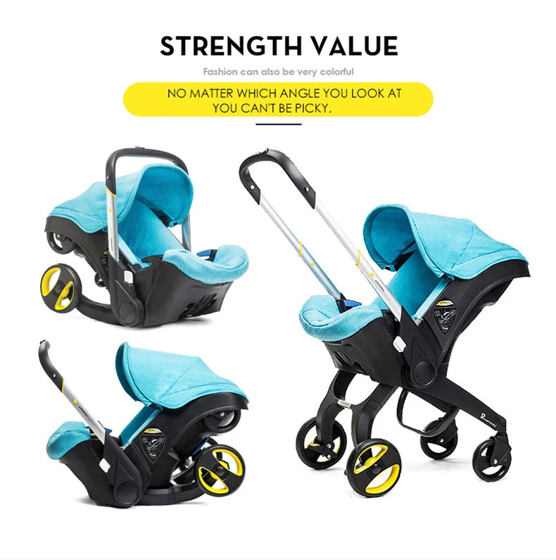 Car Seat Stroller Hybrid – 3-in-1 Infant Travel System with One-Click Wheels