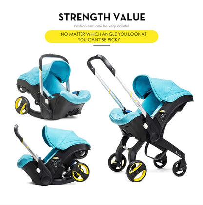 Car Seat Stroller Hybrid – 3-in-1 Infant Travel System with One-Click Wheels