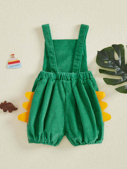 First Birthday Dino Corduroy Bubble Overall Romper for Baby Boys