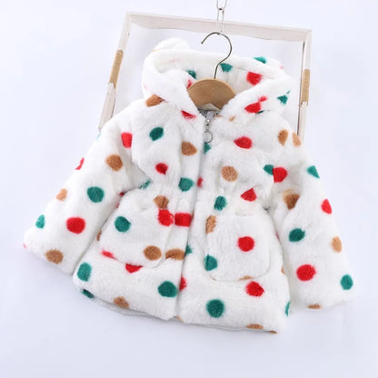 Baby Girls Sherpa Hooded Winter Coat with Pockets – Soft Plush Zip-Up Jacket