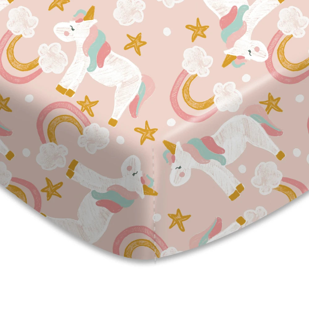 Woodland Adventure & Teddy Bear Print Fitted Crib Sheet