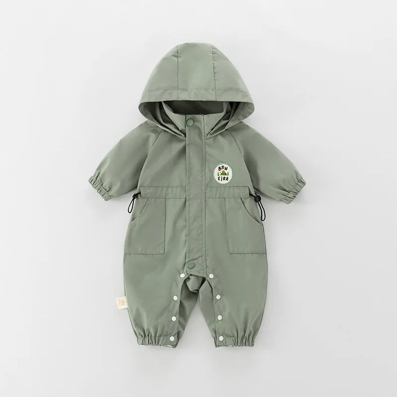 Lightweight Hooded Utility Romper for Babies