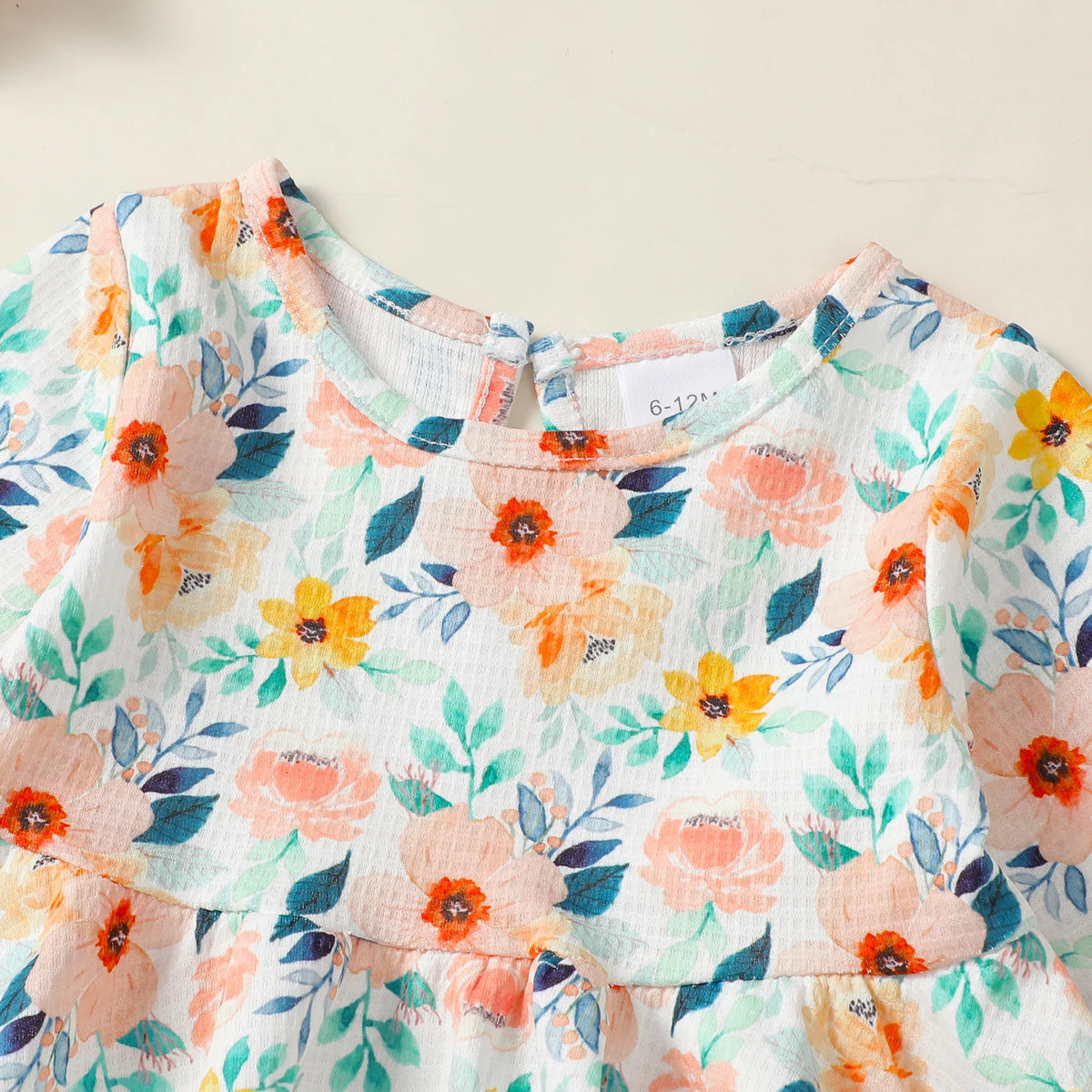 Floral Peplum Top & Distressed Denim Set for Girls