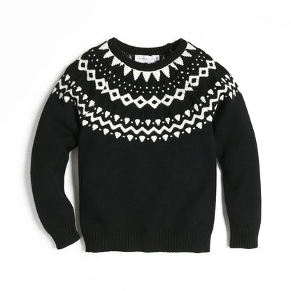 Geometric Yoke Cotton Knit Sweater for Kids