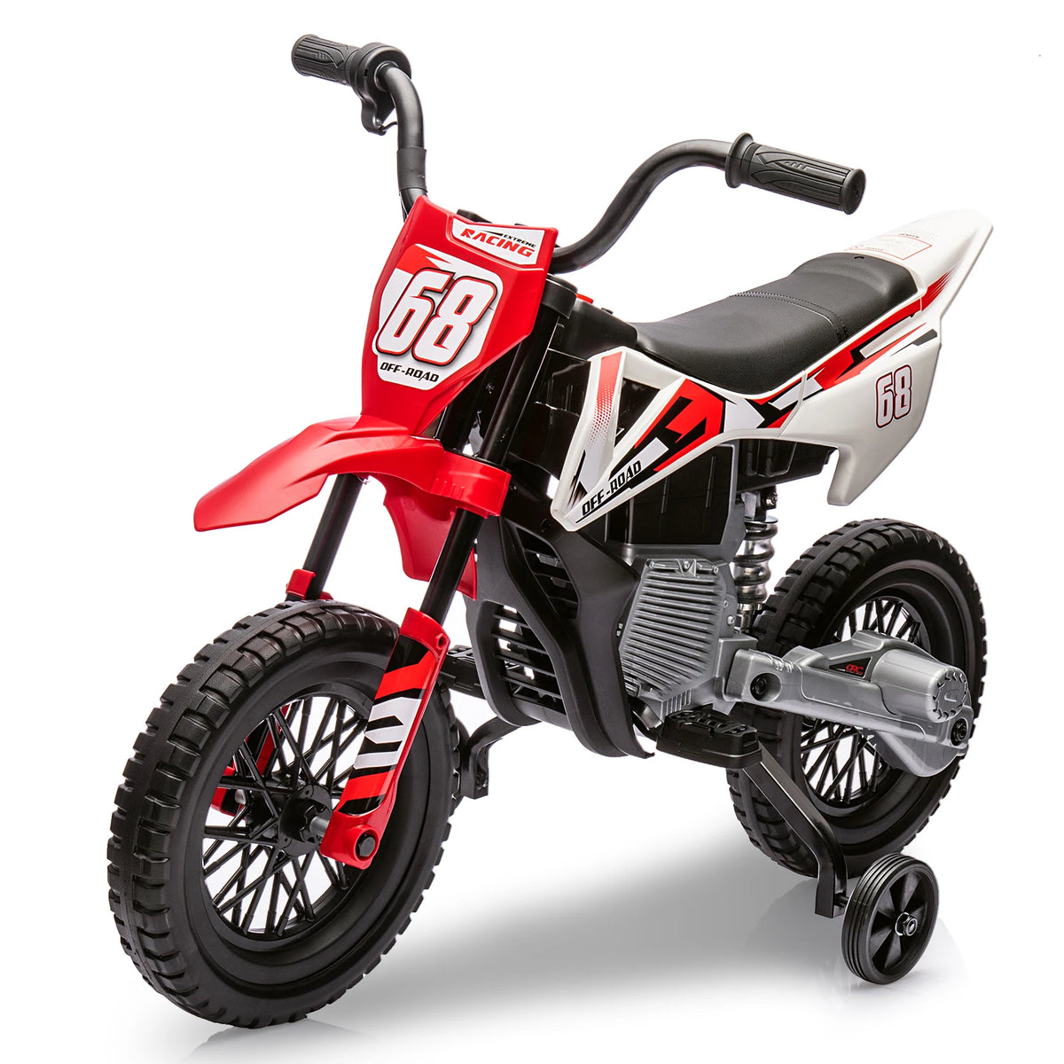 12V Electric Dirt Bike for Kids with Training Wheels & Bluetooth