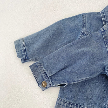 Baby Denim Jacket with Double Pockets – Soft Cotton Button Jacket (Ages 6–24 Months)