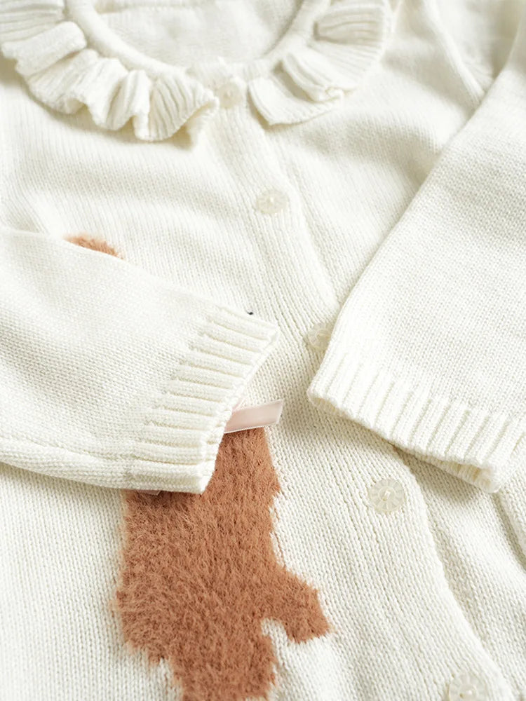 Knit Cardigan Sweater for Babies, Toddlers & Little Kids (9 Months–7 Years) – Button-Front, Embroidered Animals & Floral Details