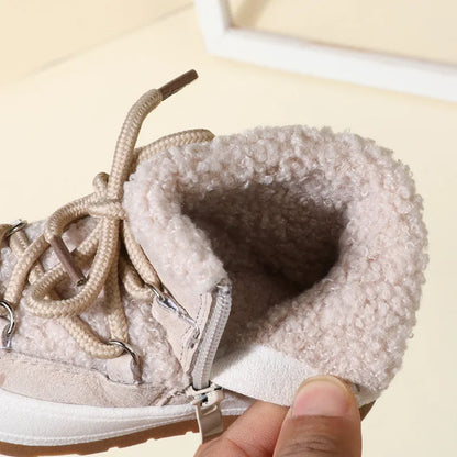Plush-Lined Lace-Up Snow Boots for Toddlers