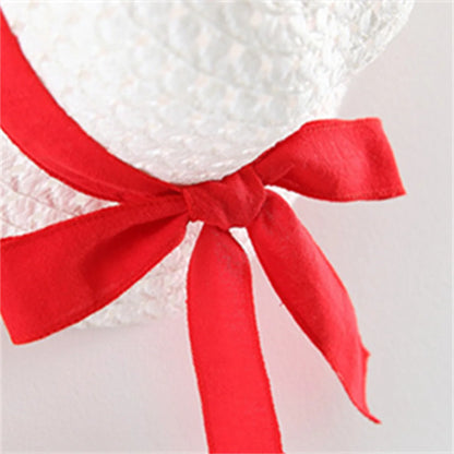 Cherry Picnic Bow Sundress & Ribbon Sun Hat Set for Baby Girls