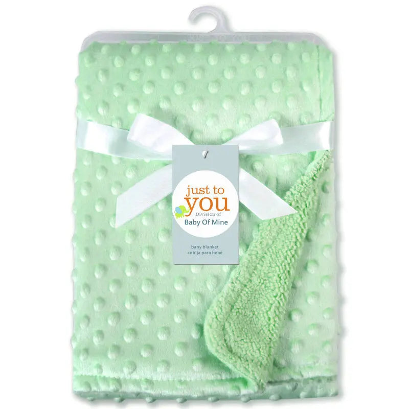 Raised Dot Plush Baby Blanket with Sherpa Fleece Backing