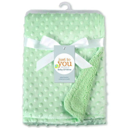 Raised Dot Plush Baby Blanket with Sherpa Fleece Backing