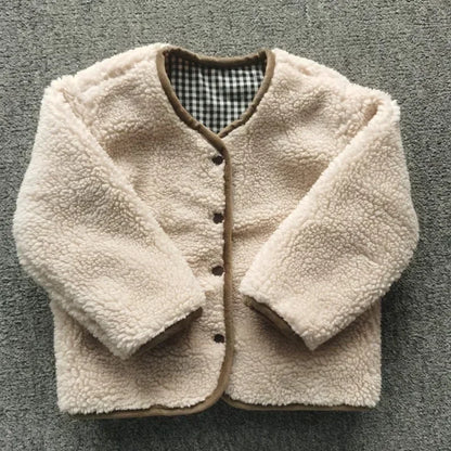 Reversible Teddy Fleece & Gingham Jacket for Kids