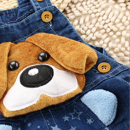 Plush Puppy Patch Denim Shortalls for Babies & Toddlers