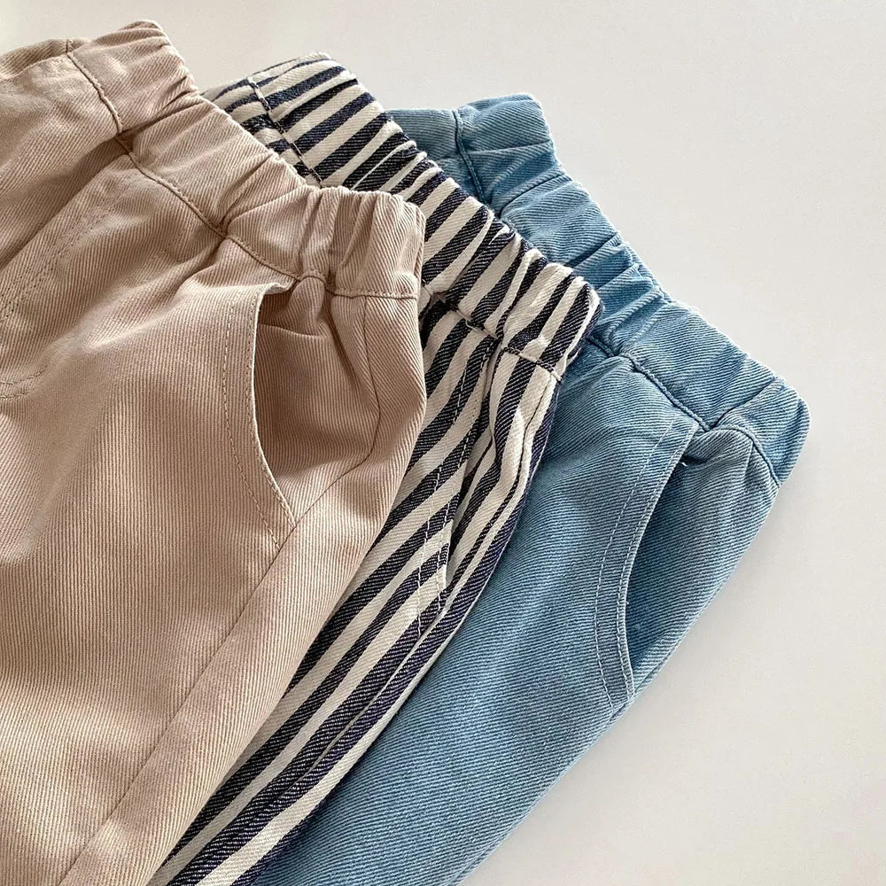 Patch-Pocket Casual Denim Pants for Babies & Kids