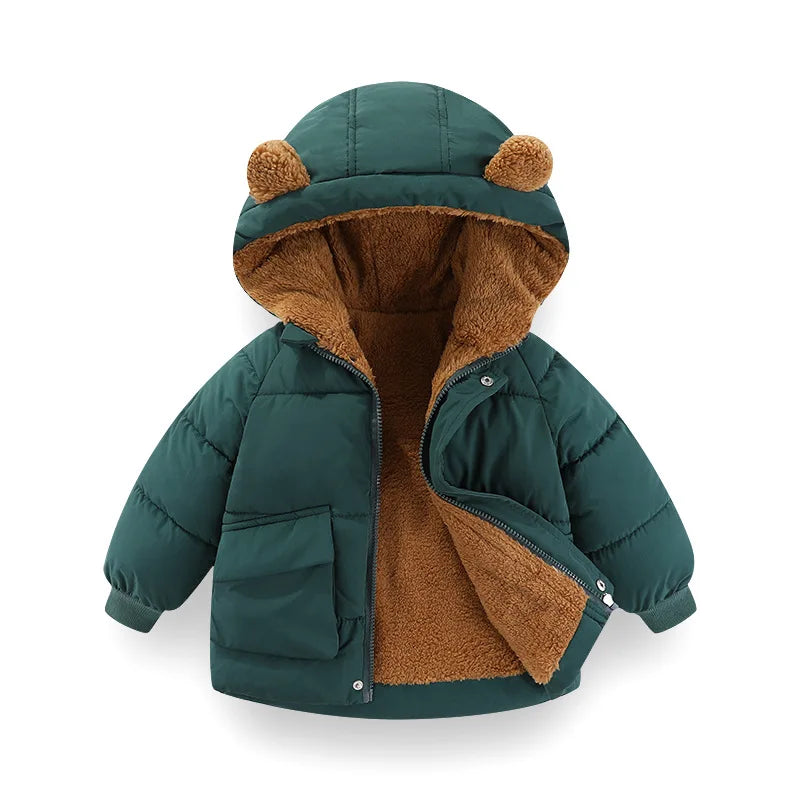 Bear-Ear Hooded Duck Down Puffer Jacket for Girls