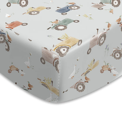 Woodland Adventure & Teddy Bear Print Fitted Crib Sheet