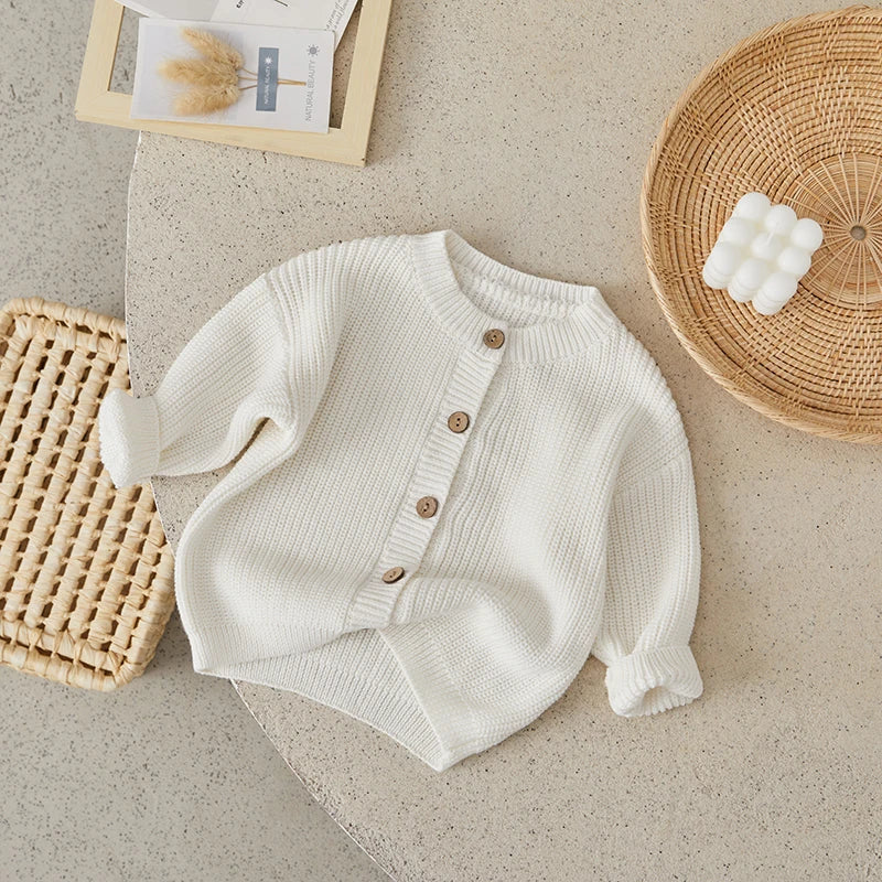 Button-Front Chunky Knit Cardigan for Girls