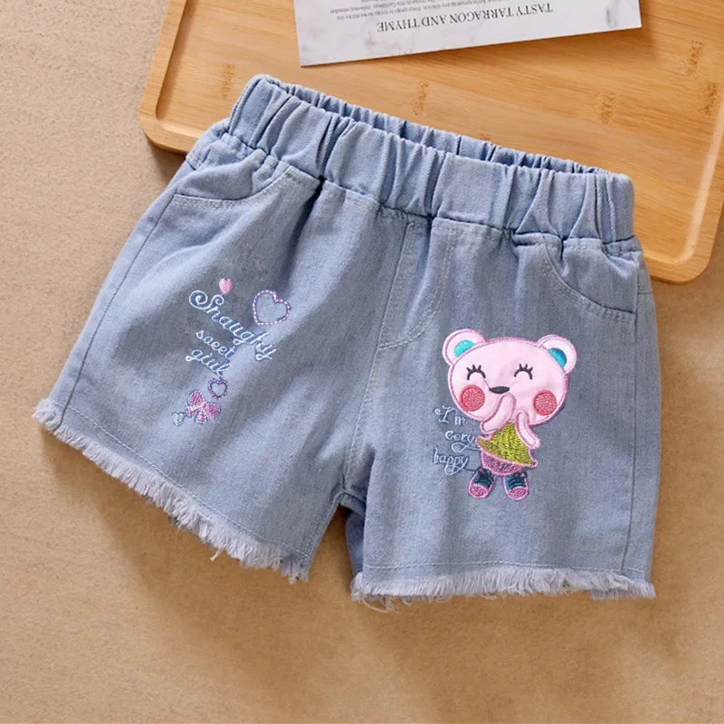 Playful Detail Denim Shorts for Girls