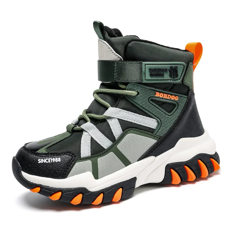 High-Top Hook-and-Loop Outdoor Boots for Boys