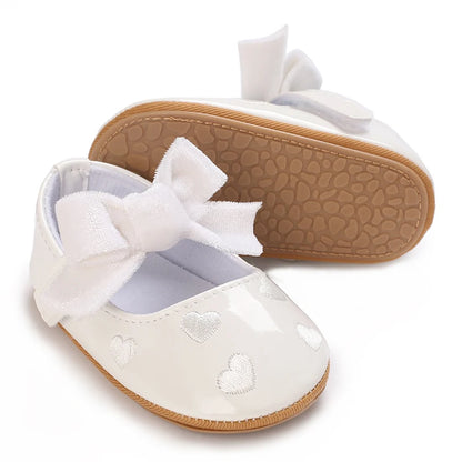 Scalloped T-Strap Baby Mary Jane Shoes with Bows & Cutout Details