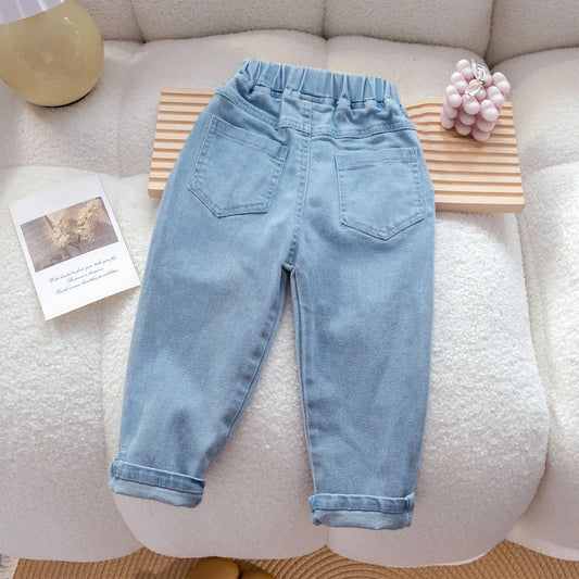 Pink Heart Elastic-Waist Jeans for Girls