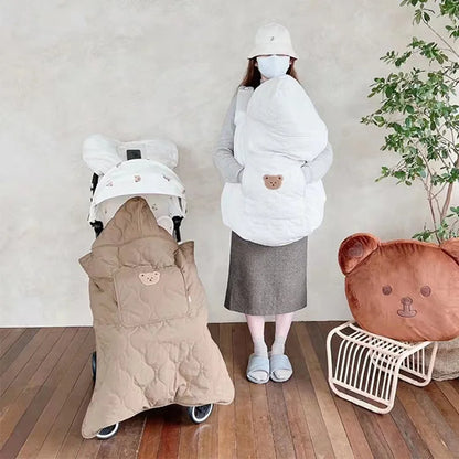 Cozy Hooded Baby Stroller Blanket & Carrier Cover – Quilted Swaddle Wrap for Newborns (Autumn–Winter)