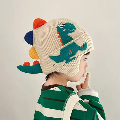 3D Dinosaur Knit Earflap Hat for Kids