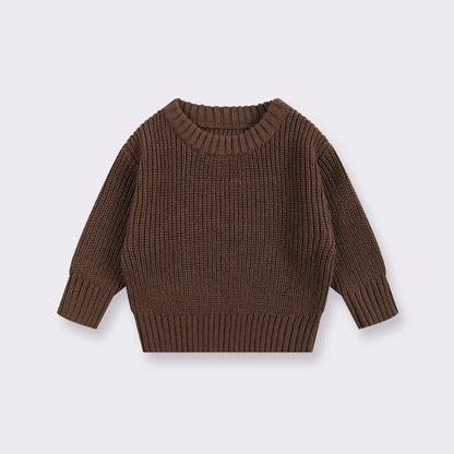 Chunky Ribbed Crewneck Cotton Sweater for Babies & Kids