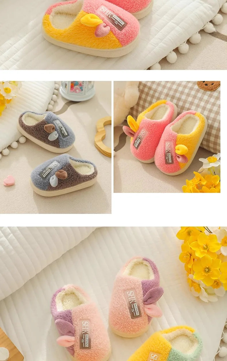 Plush Bunny Ear Kids Slippers – Warm Non-Slip Indoor Shoes for Toddlers & Kids