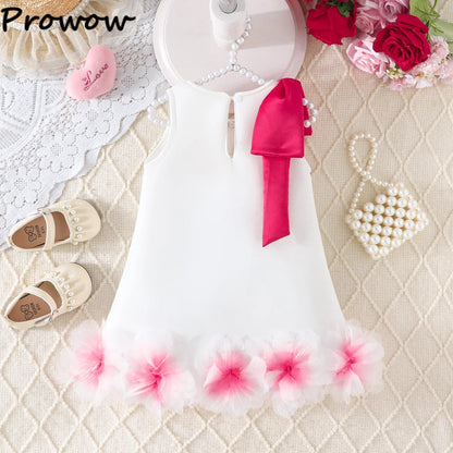 Flower-Shoulder A-Line Party Dress for Girls