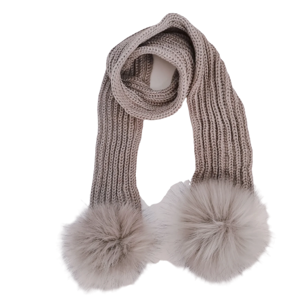 Double Pom Knit Beanie & Scarf Set with Bow