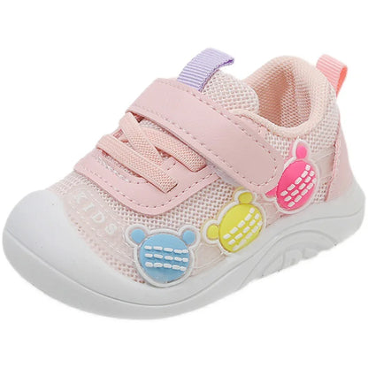 Colorful Bear Accent Baby & Toddler Sneakers with Breathable Mesh