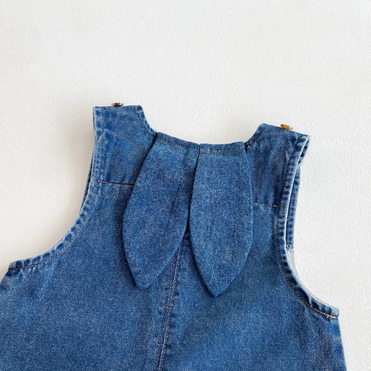 Bunny Ear & Pom-Pom Tail Denim Romper for Babies